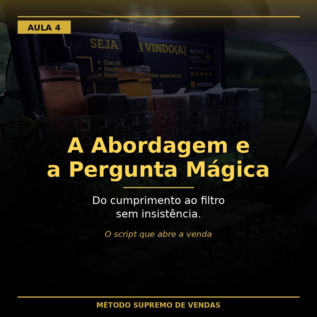 Capa da aula 4: A Abordagem e a Pergunta Mágica